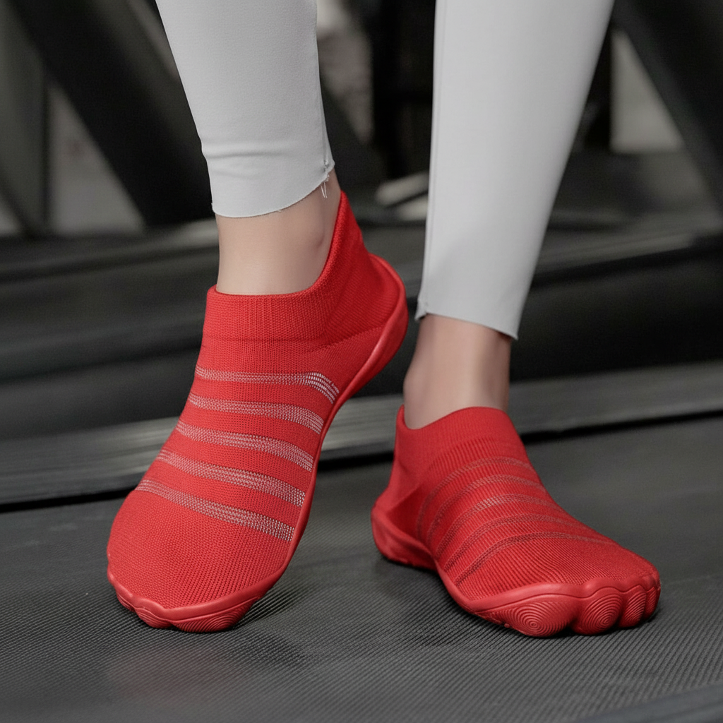 Flexible Quick Dry Lightweight Barefoot Aqua Socks in Orange - Quarter View