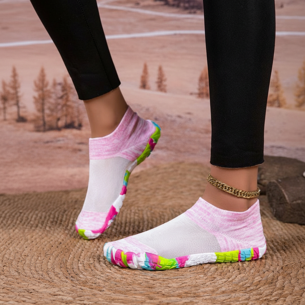 Non Slip Quick Dry Barefoot Aqua Shoes For Women in Black - Full Length View