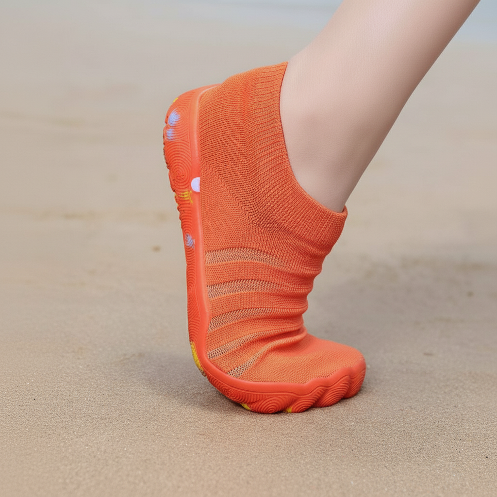 Flexible Quick Dry Lightweight Barefoot Aqua Socks in Black - Heel Detail