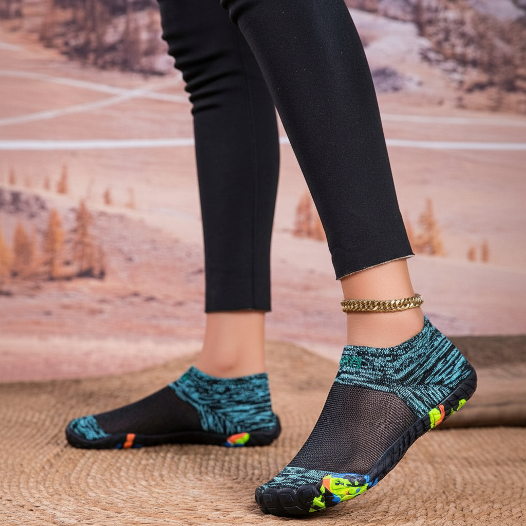 Non Slip Quick Dry Barefoot Aqua Shoes For Women in White - Back View