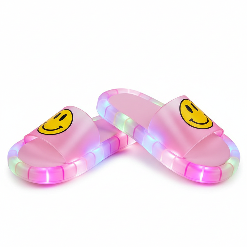 Light Up Smiley Slide Sandals With LED Sole
