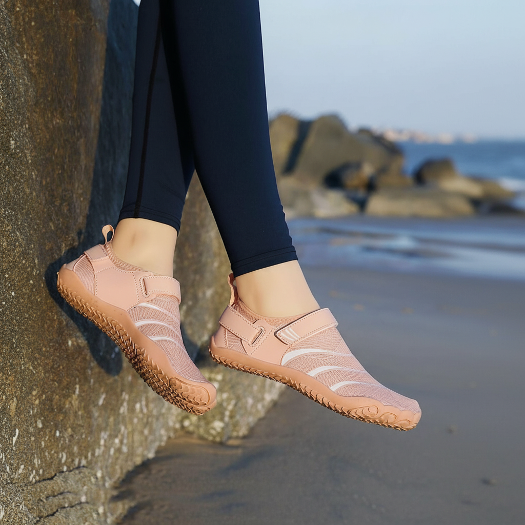 Quick Dry Five Slot Aqua Shoe - On-Foot View