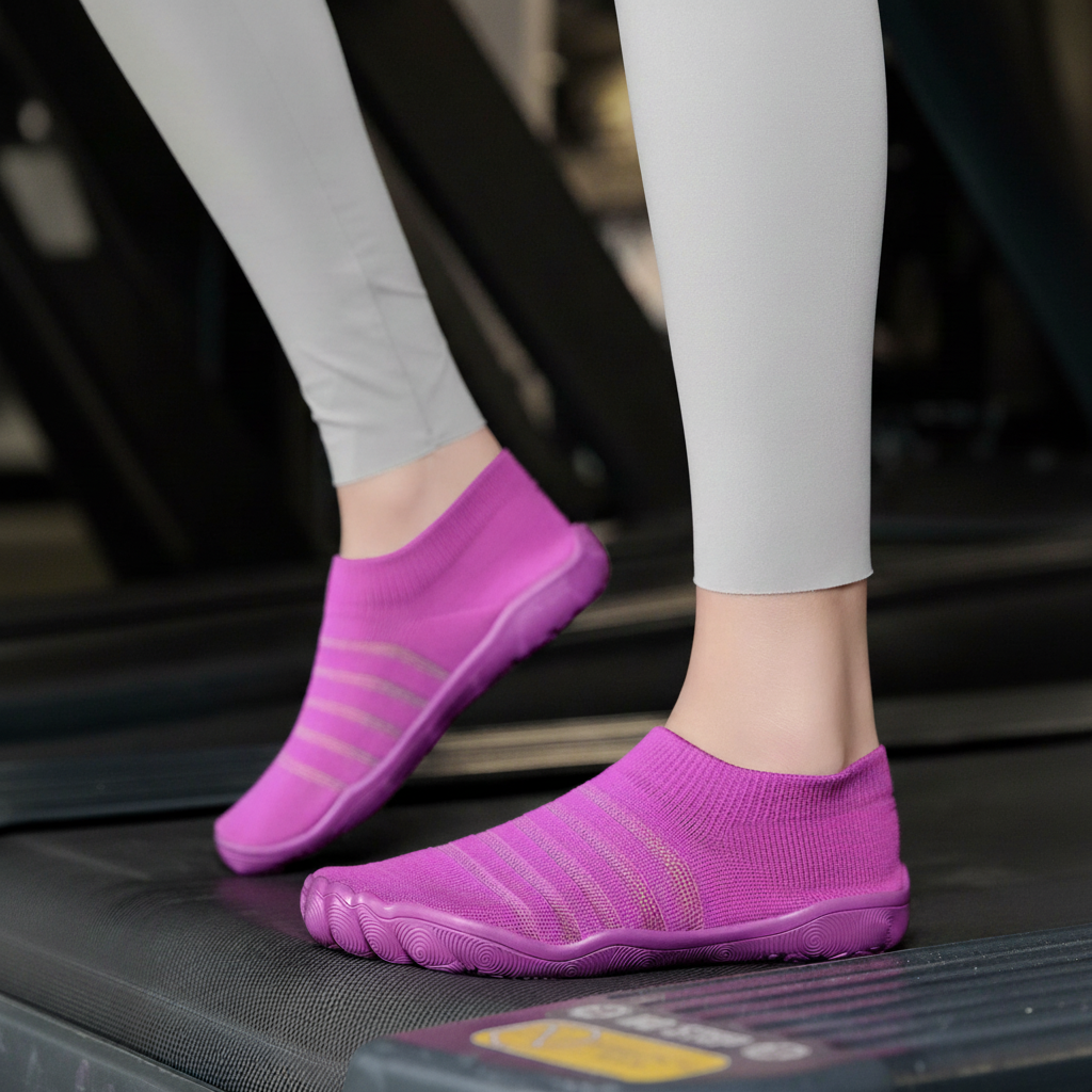 Flexible Quick Dry Lightweight Barefoot Aqua Socks in Dark Pink - Sole Detail