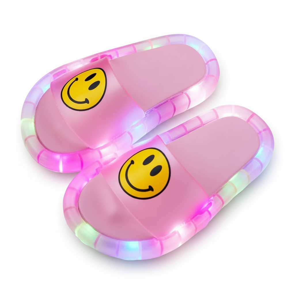 Light Up Smiley Slide Sandals With LED Sole