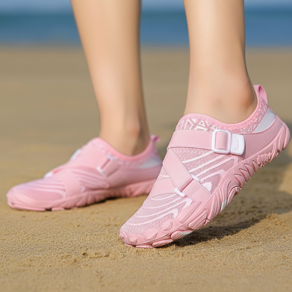 Adjustable Quick Dry Neutral Barefoot Shoes in Black - Strap Detail