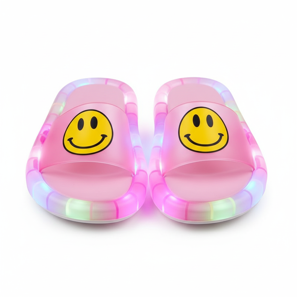 Light Up Smiley Slide Sandals With LED Sole