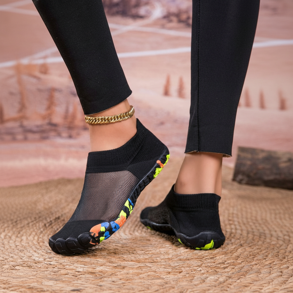 Non Slip Quick Dry Barefoot Aqua Shoes For Women in Dark Pink - Side View