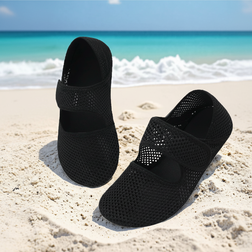 Quick Dry Breathable Water Shoes For Outdoor Activities in Black - On-Foot View