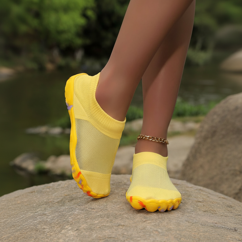 Quick Dry Soft Sole Barefoot Style Aqua Shoes in Dark Pink - Right Side