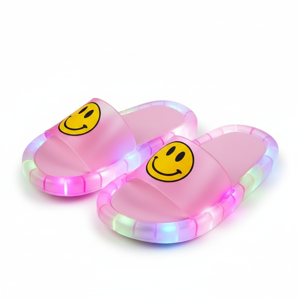 Light Up Smiley Slide Sandals With LED Sole