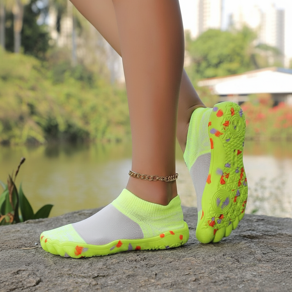 Quick Dry Soft Sole Barefoot Style Aqua Shoes in Yellow - Bottom View