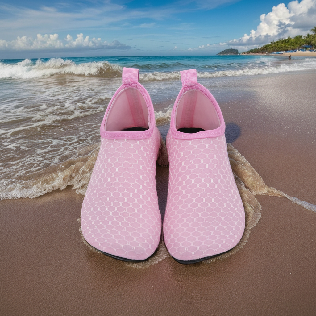 Quick Dry Slip On Aqua Shoes For Swimming And Water Activities in Black - Side View