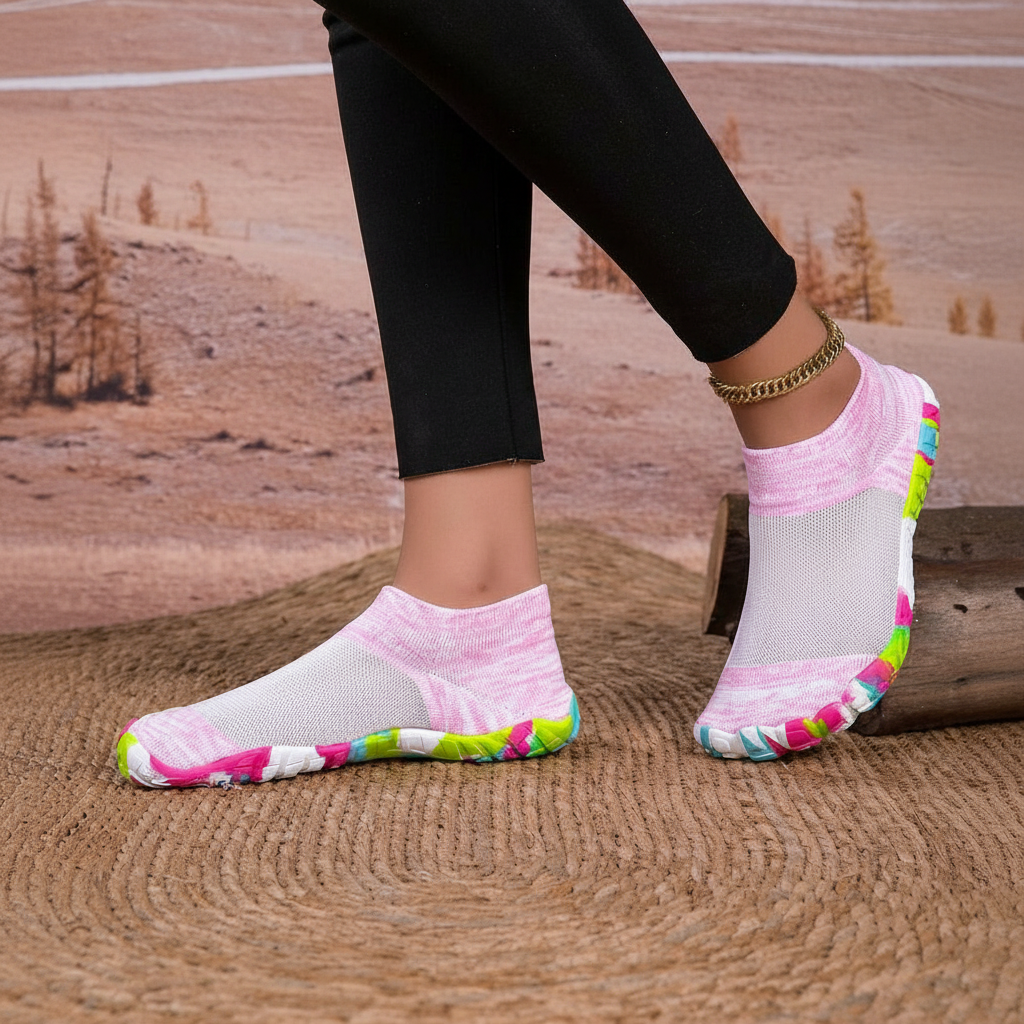 Non Slip Quick Dry Barefoot Aqua Shoes For Women in Dark Pink - Front View