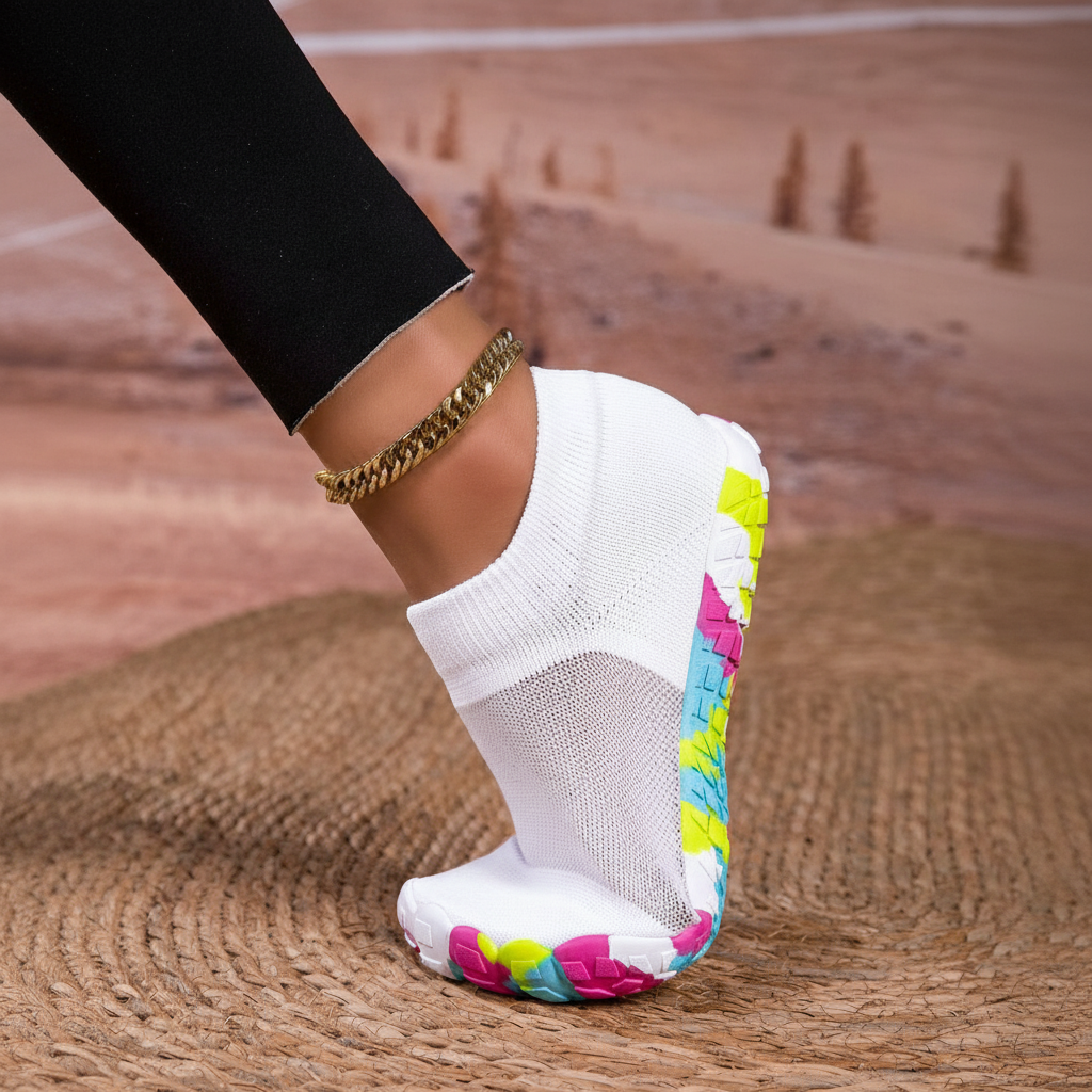 Non Slip Quick Dry Barefoot Aqua Shoes For Women in Orange - Width View