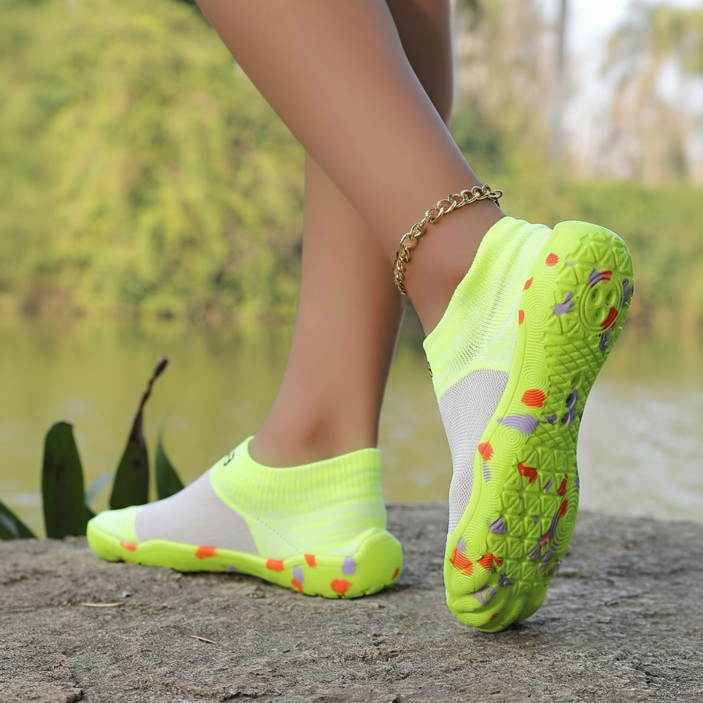 Quick Dry Soft Sole Barefoot Style Aqua Shoes in Red - Pair View