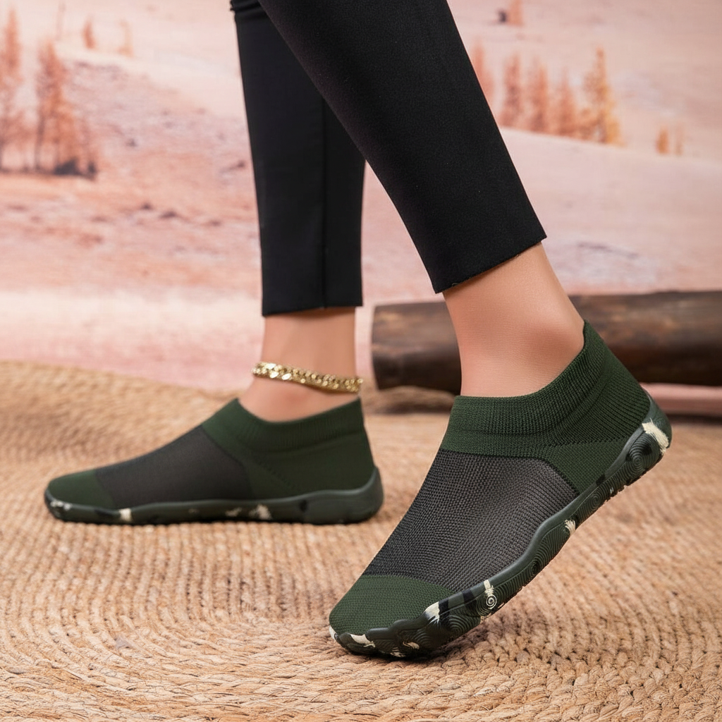 Quick Dry Soft Sole Barefoot Style Aqua Shoes in Dark Green - Interior View