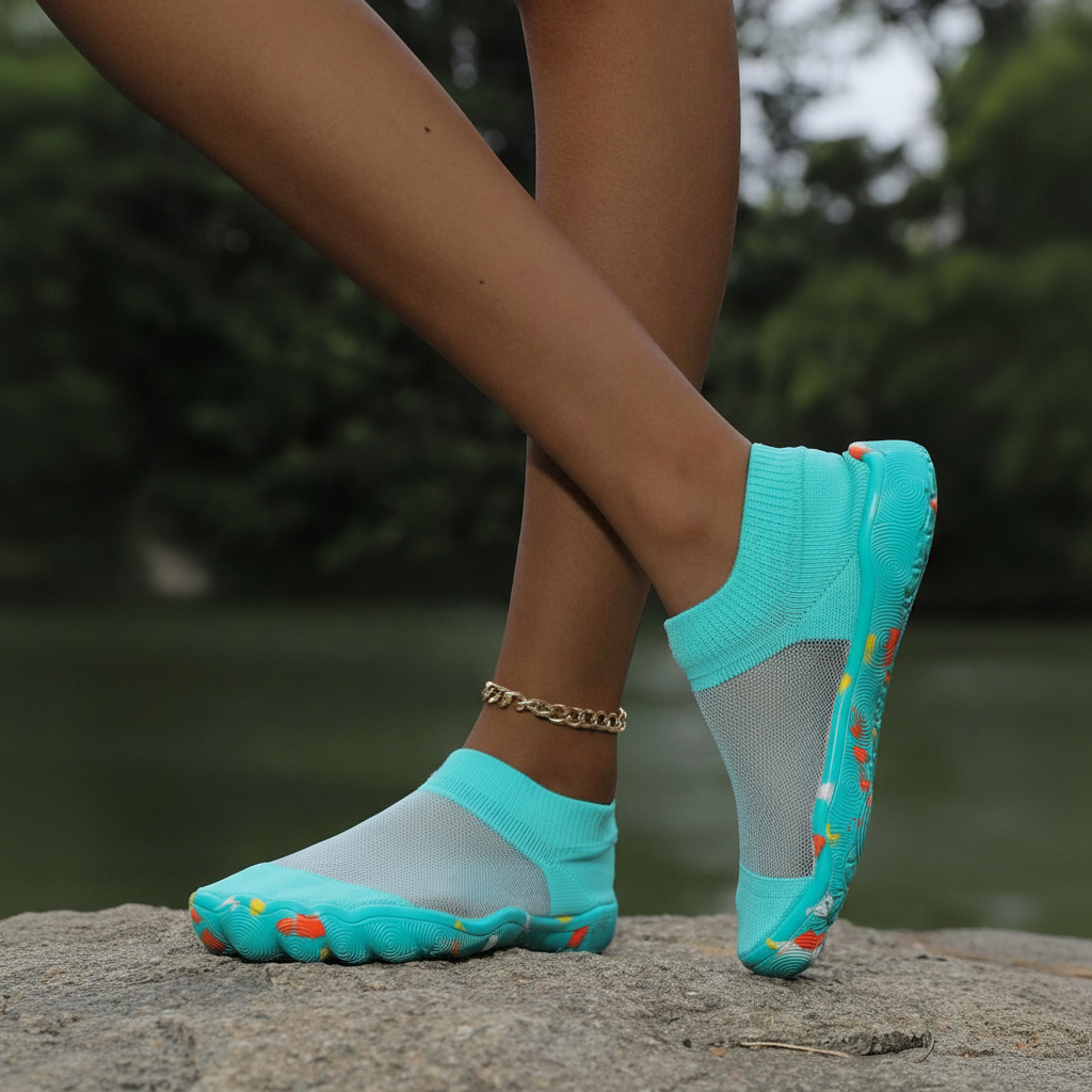 Quick Dry Soft Sole Barefoot Style Aqua Shoes in Pink - Strap Detail
