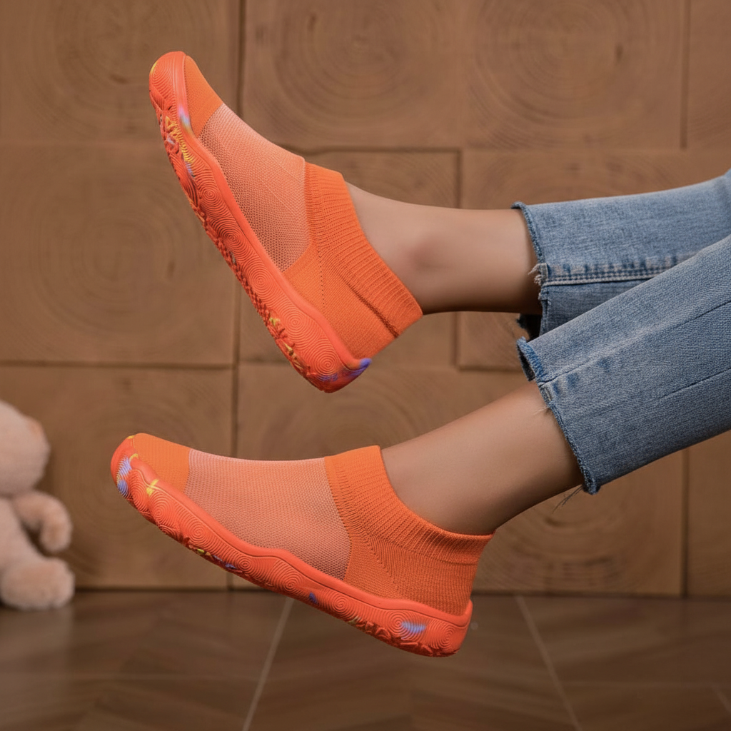 Quick Dry Soft Sole Barefoot Style Aqua Shoes in Red - Bottom View