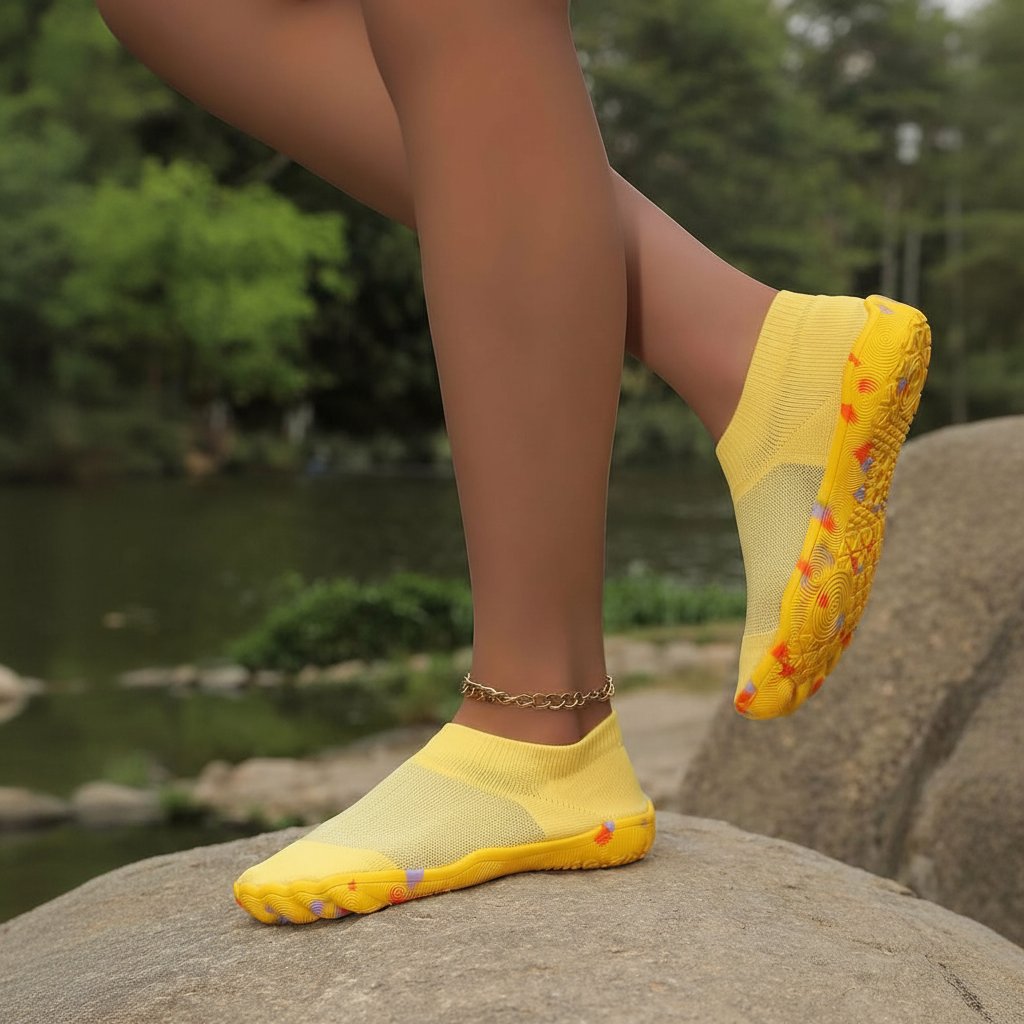 Quick Dry Soft Sole Barefoot Style Aqua Shoes in Dark Gray - Interior View