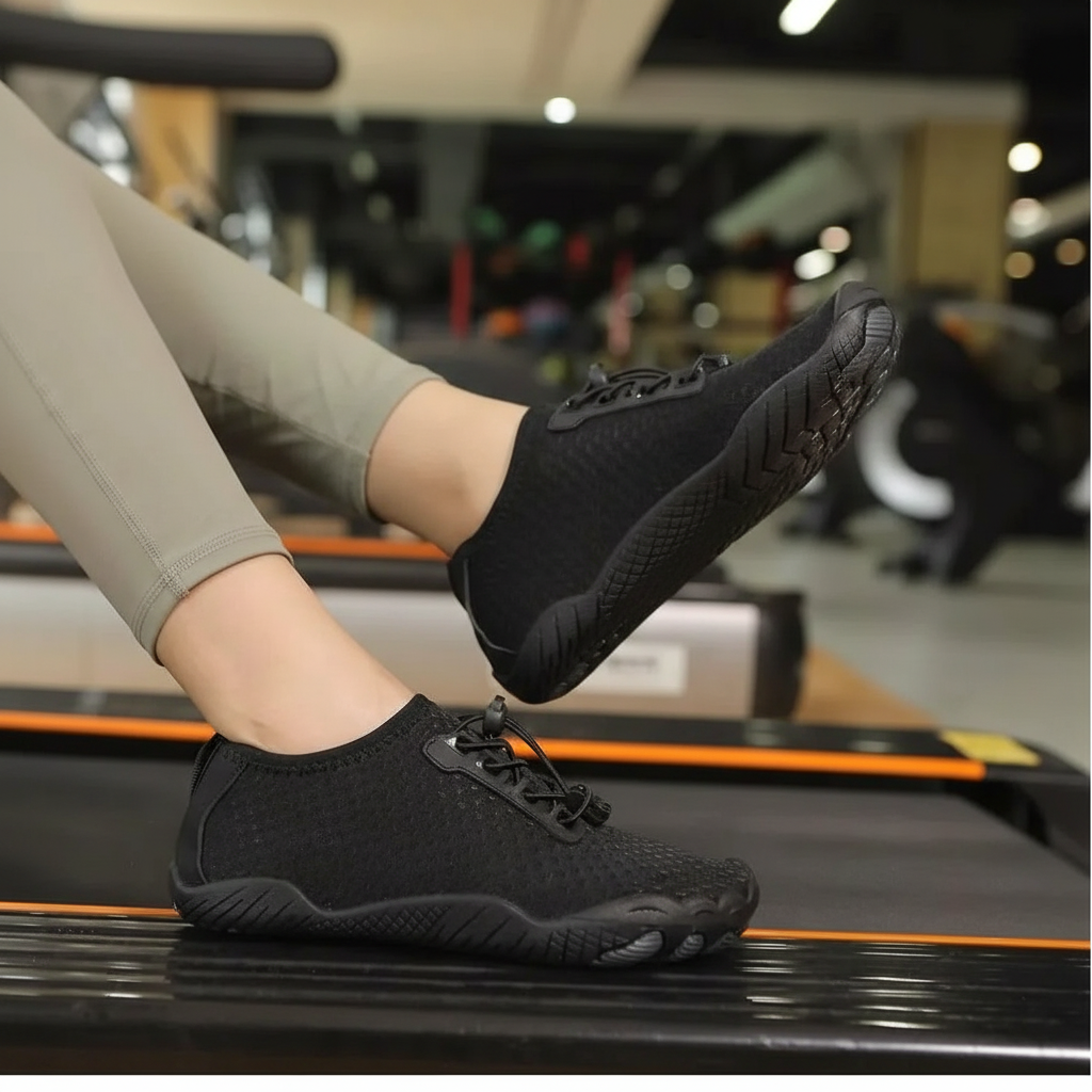 Adjustable Quick Dry Barefoot Water Shoes in Charcoal - Close-Up Detail