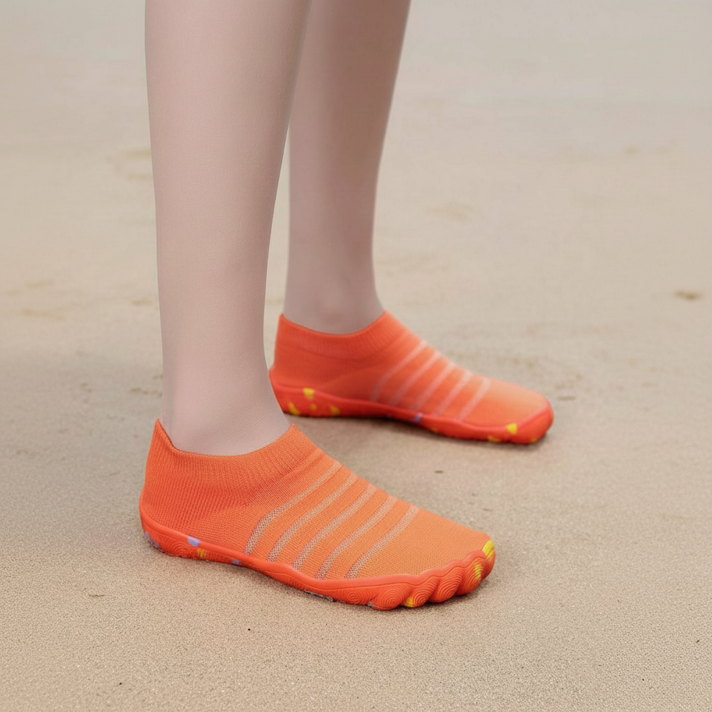 Flexible Quick Dry Lightweight Barefoot Aqua Socks in Dark Pink - Toe Detail