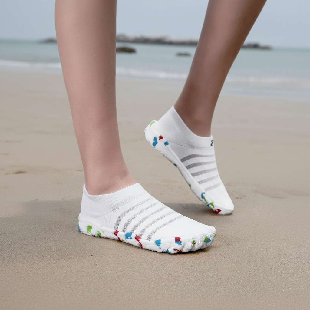 Flexible Quick Dry Lightweight Barefoot Aqua Socks in Red - Color Detail