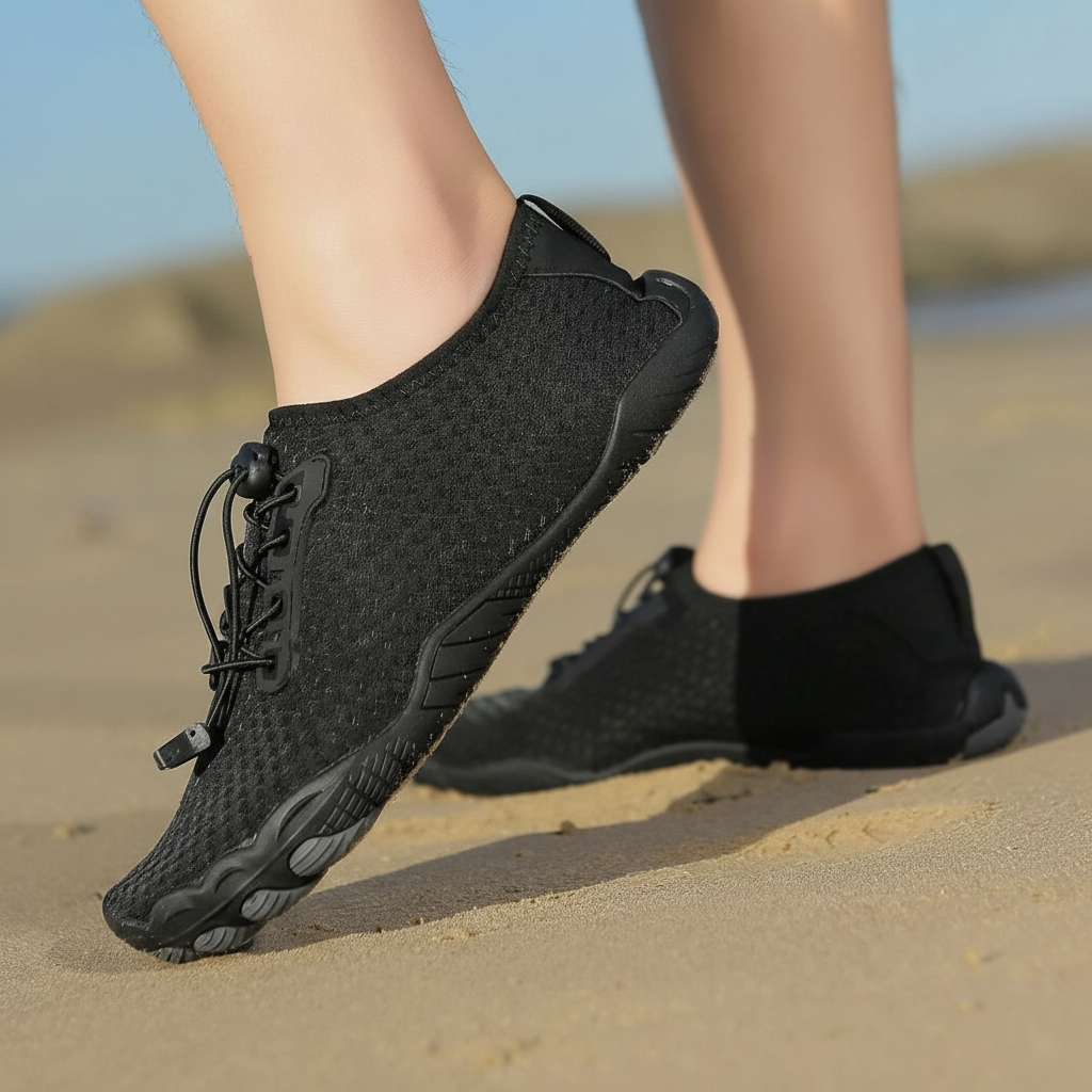 Adjustable Quick Dry Barefoot Water Shoes in Purple - Top View