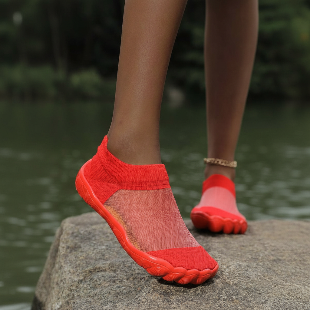 Quick Dry Soft Sole Barefoot Style Aqua Shoes in Yellow - Angled View