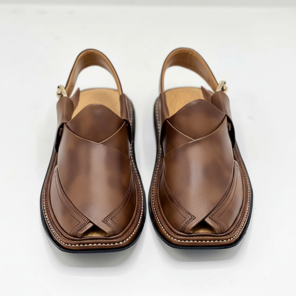 Stylish Double Tone Peshawari Sandals With Rubber Sole