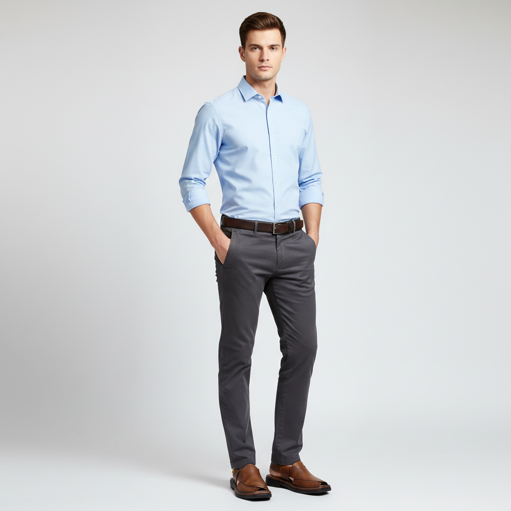 Stylish Double Tone Peshawari Sandals With Rubber Sole