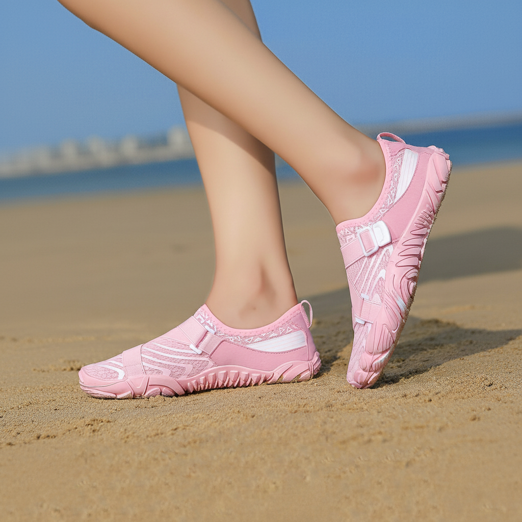 Adjustable Quick Dry Neutral Barefoot Shoes in White - Right Side