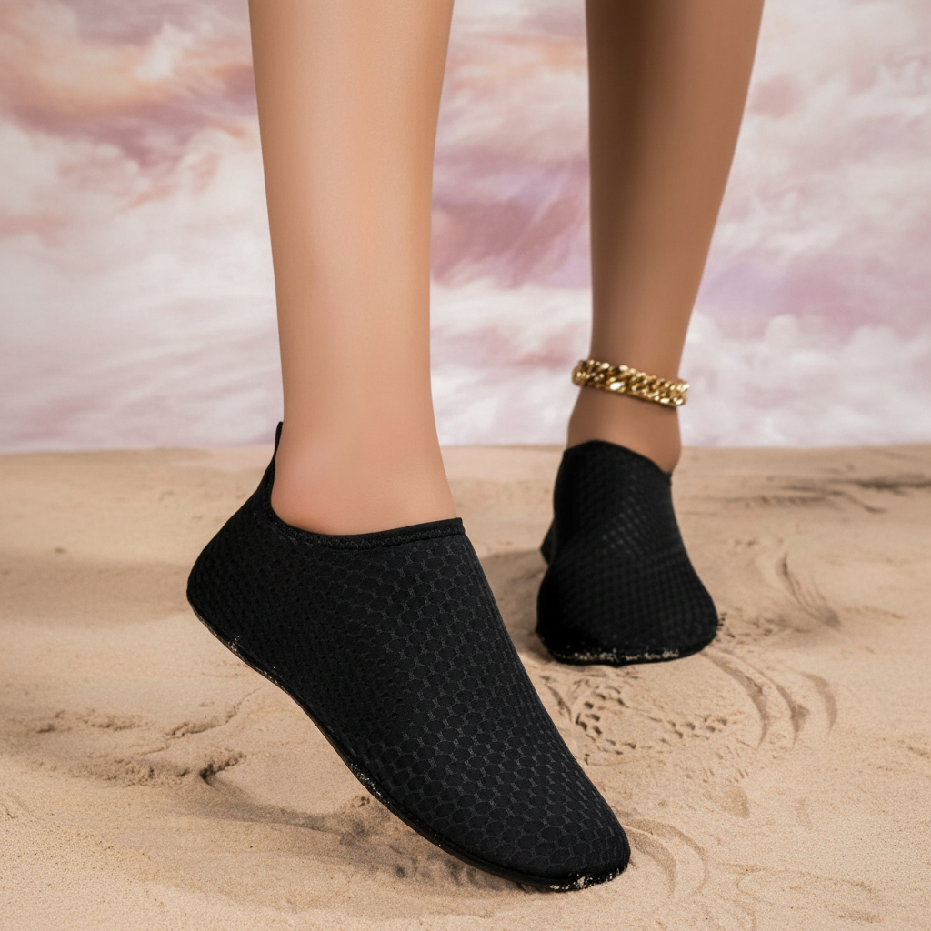 Quick Dry Slip On Aqua Shoes For Swimming And Water Activities in Light Pink - On-Foot View