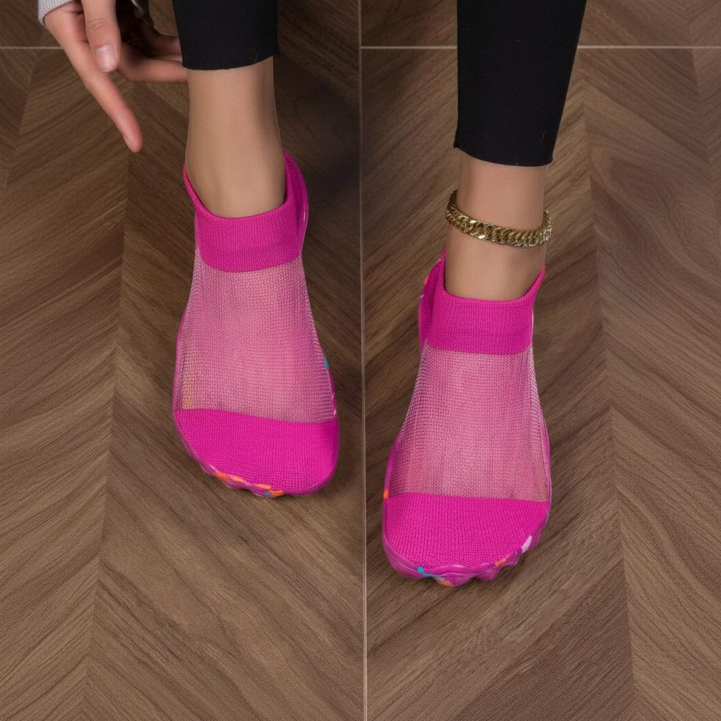 Quick Dry Soft Sole Barefoot Style Aqua Shoes in Orange - Top View