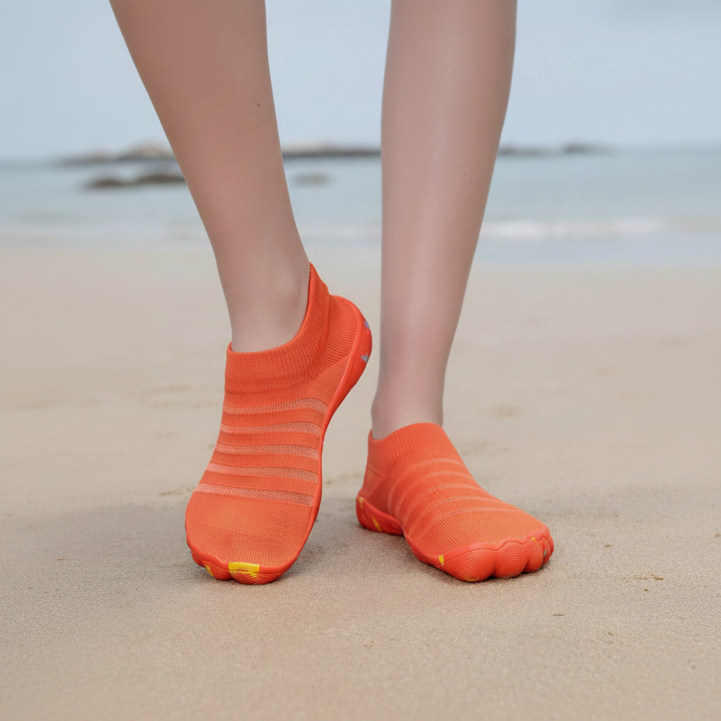 Flexible Quick Dry Lightweight Barefoot Aqua Socks in White - Right Side