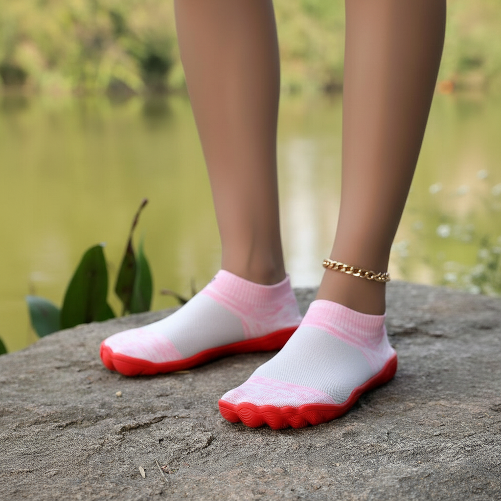 Quick Dry Soft Sole Barefoot Style Aqua Shoes in Light Blue - Quarter View