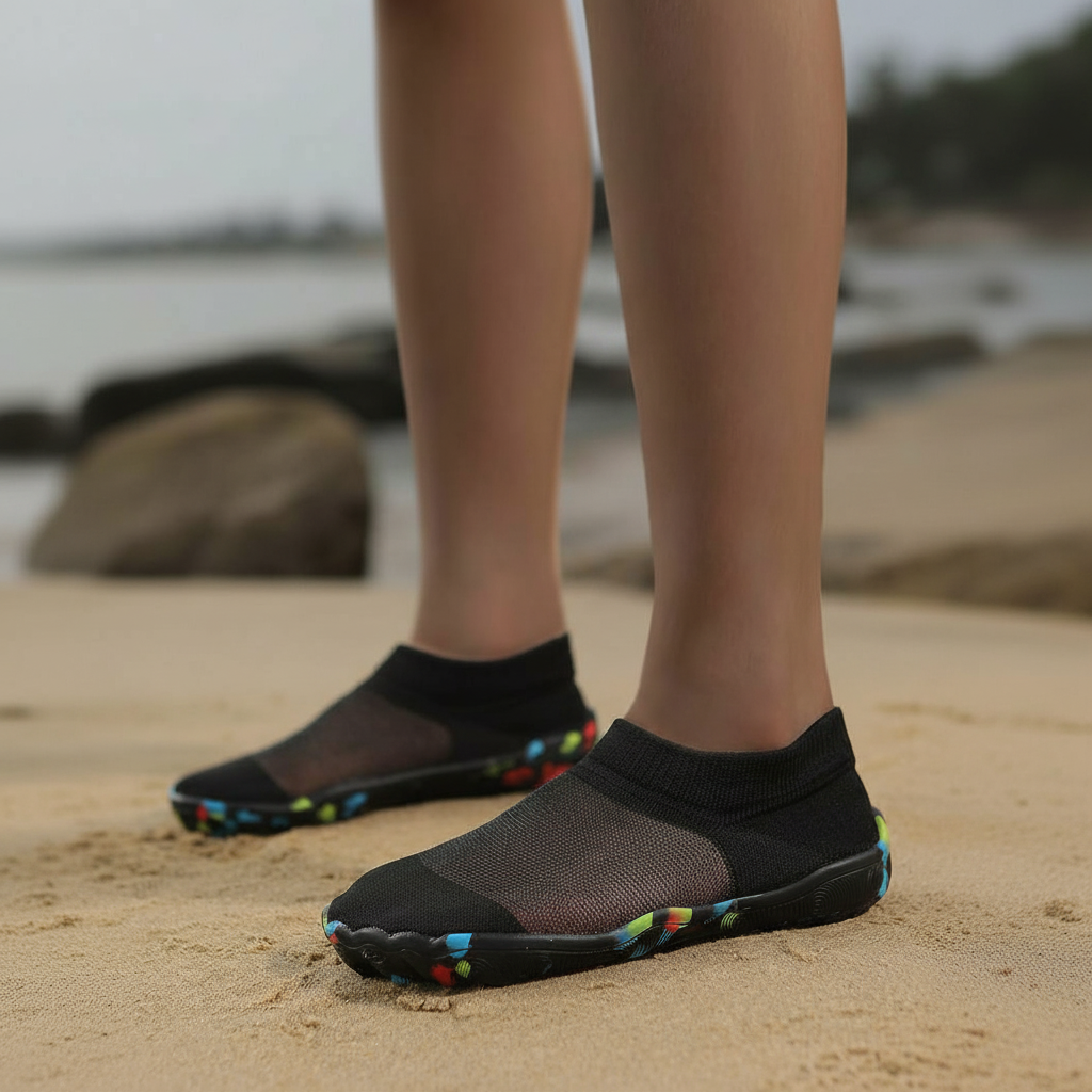 Quick Dry Soft Sole Barefoot Style Aqua Shoes in Orange - Lifestyle Shot