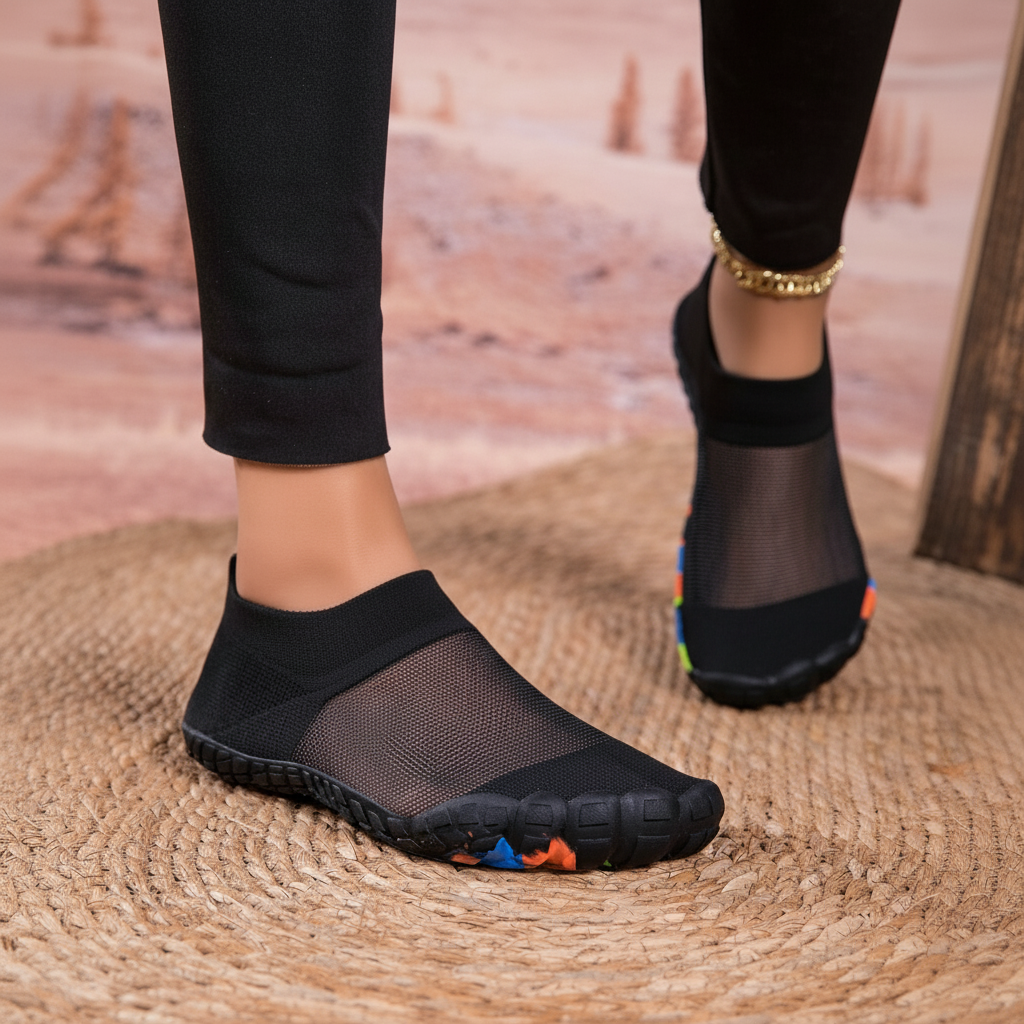 Non Slip Quick Dry Barefoot Aqua Shoes For Women in Orange - Back View