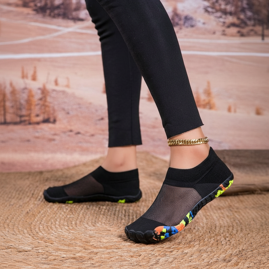 Non Slip Quick Dry Barefoot Aqua Shoes For Women in Teal - Angled View