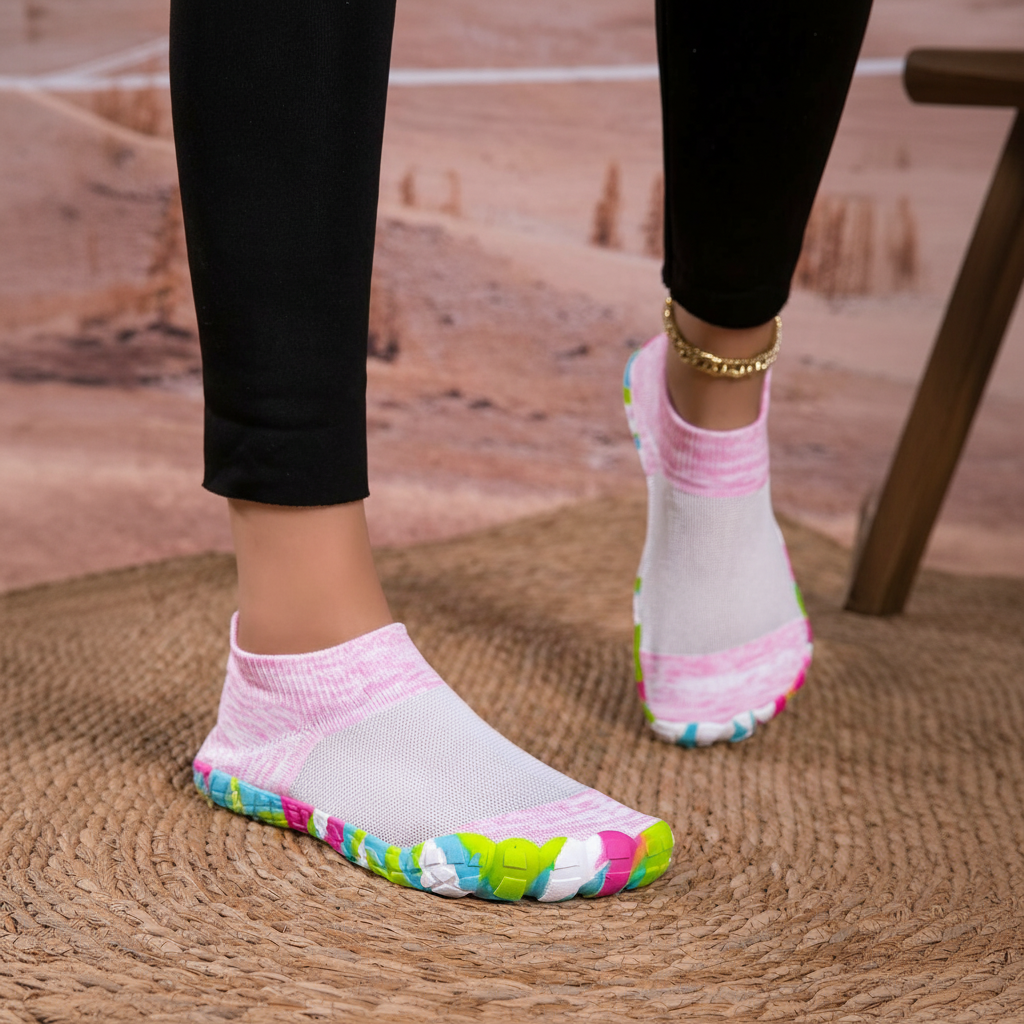 Non Slip Quick Dry Barefoot Aqua Shoes For Women in Yellow - Material Close-Up