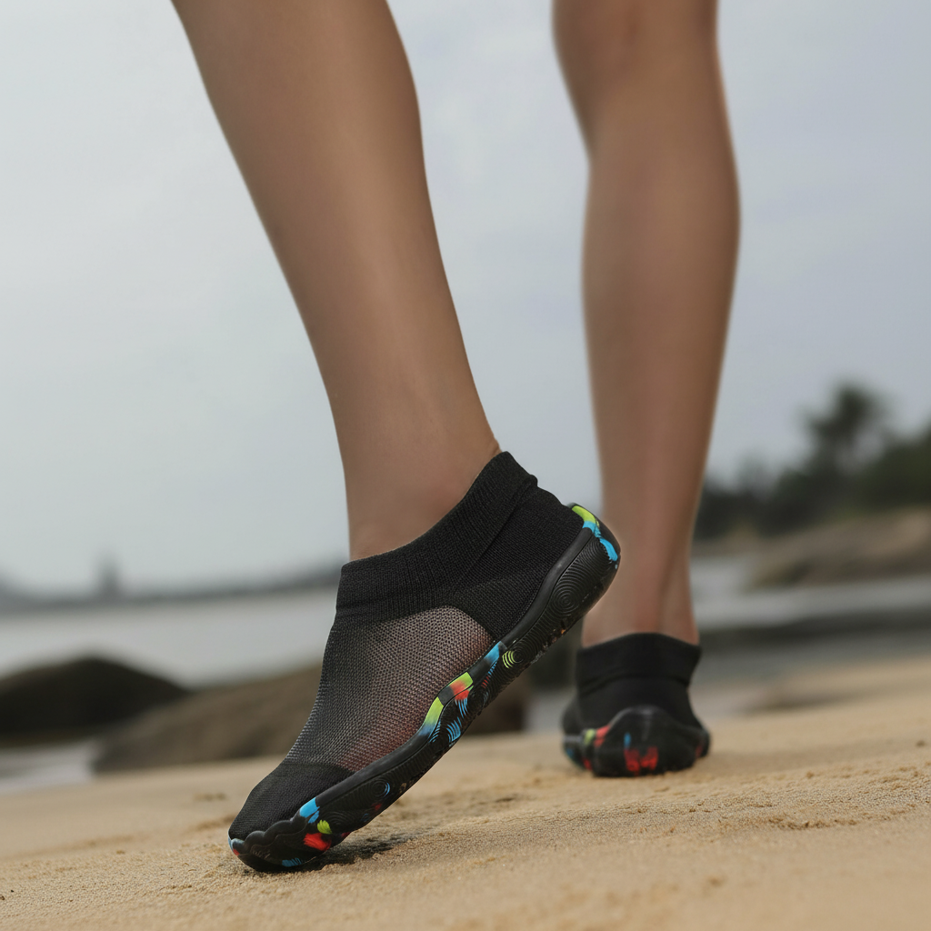 Quick Dry Soft Sole Barefoot Style Aqua Shoes in Dark Green - Right Side