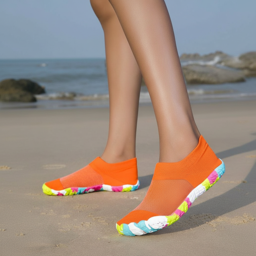 Non Slip Quick Dry Barefoot Aqua Shoes For Women in Teal - Toe Detail