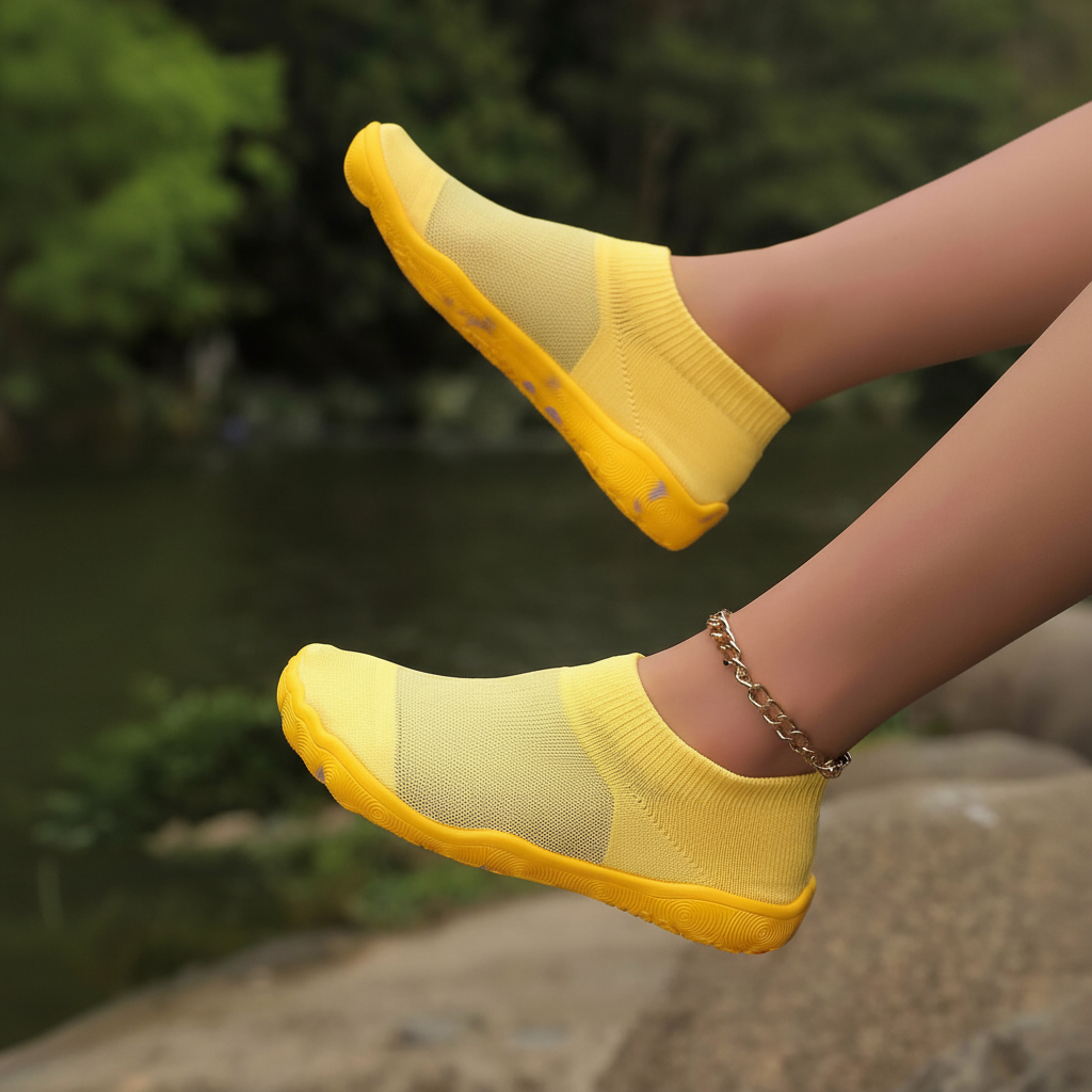 Quick Dry Soft Sole Barefoot Style Aqua Shoes in Dark Green - Left Side