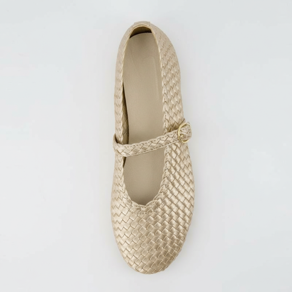 Woven Bistro Mary Jane Flat Shoes
