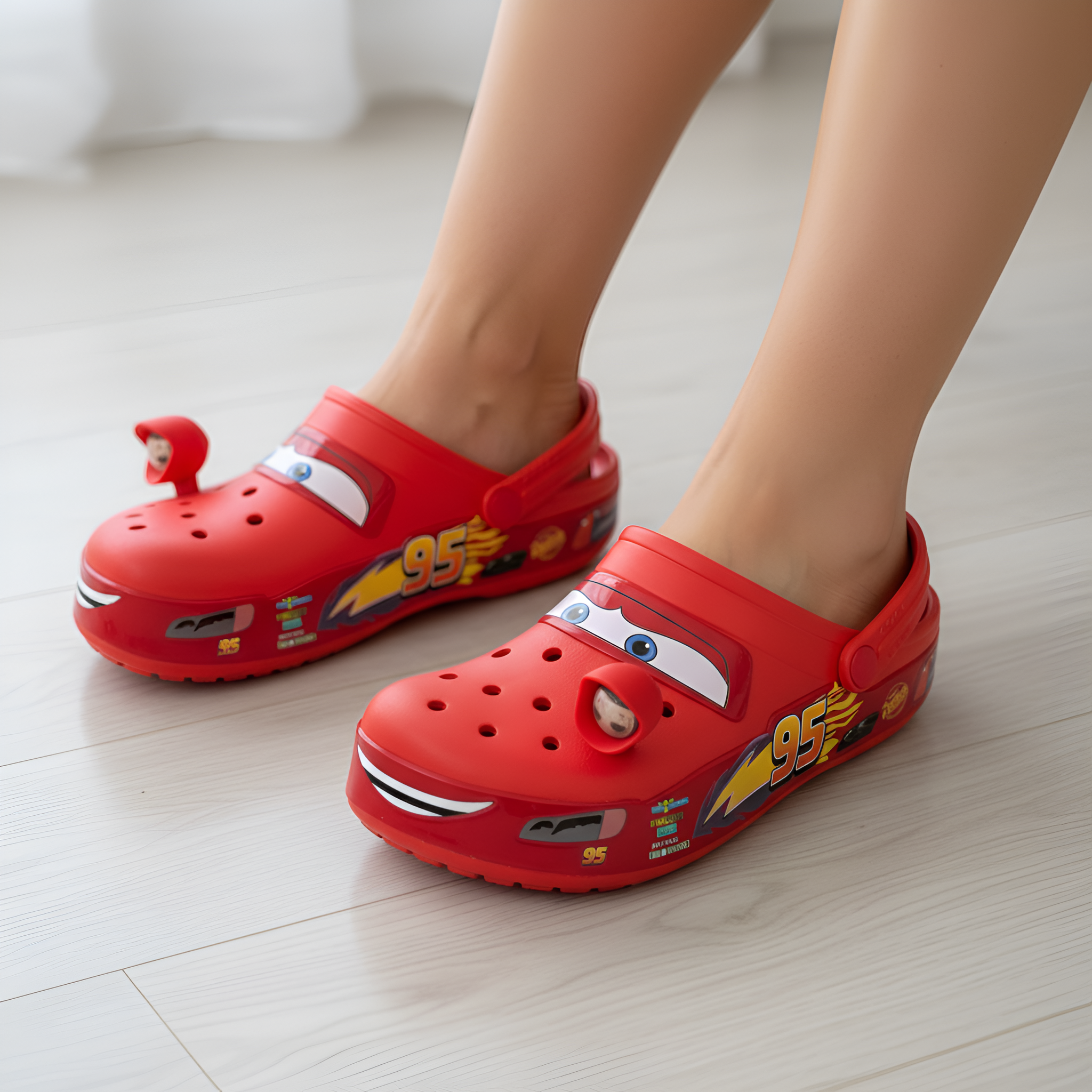 Women and Men Cartoon Race Car Clogs Slip-On Sandals