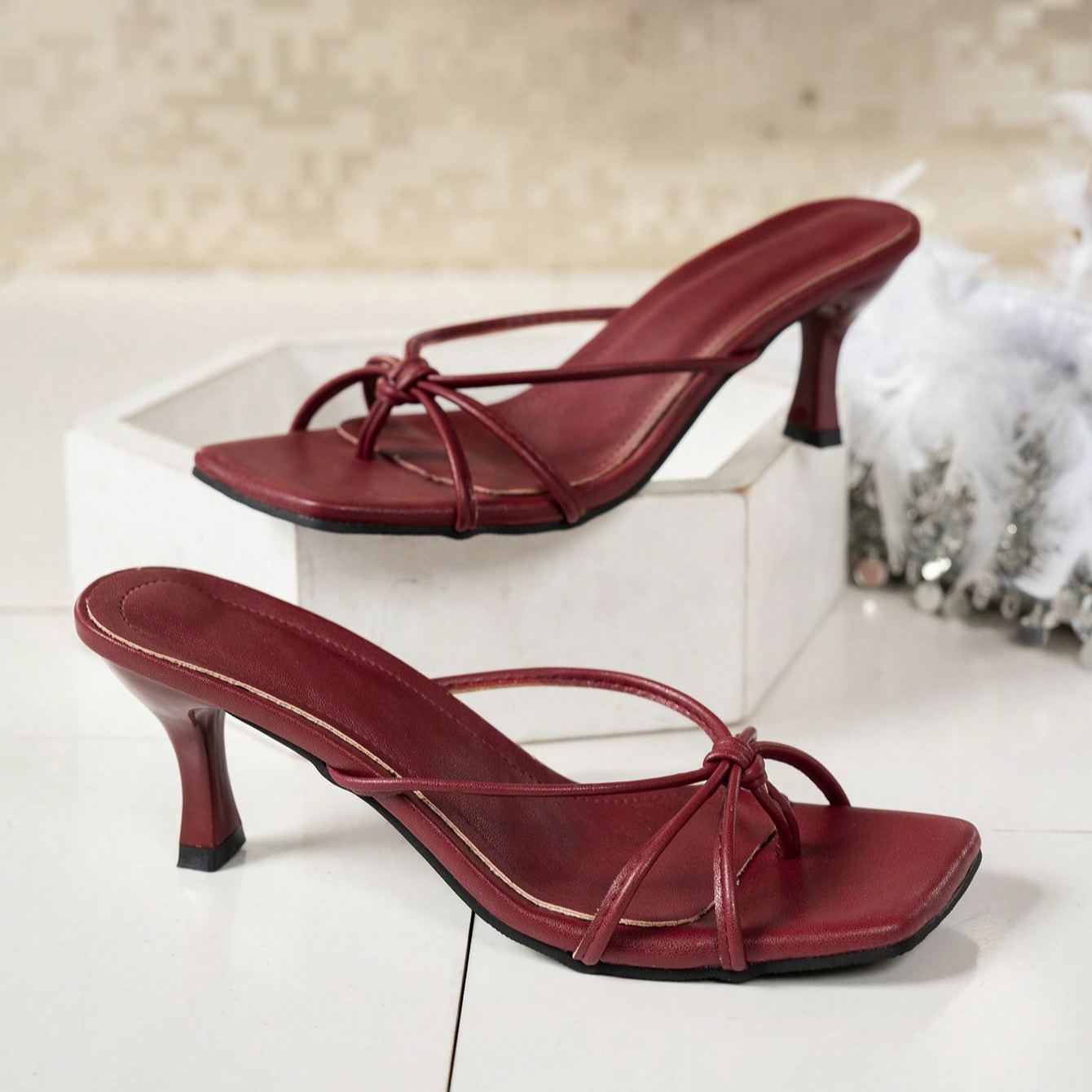 Stylish Criss Cross Strap Mule Slip On Sandals For Women in Golden - Top View