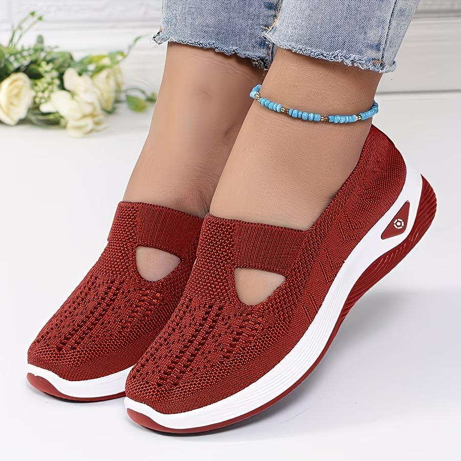 Women's EVA Cushioned Sneakers - Cushioned Comfort in Red - Back View