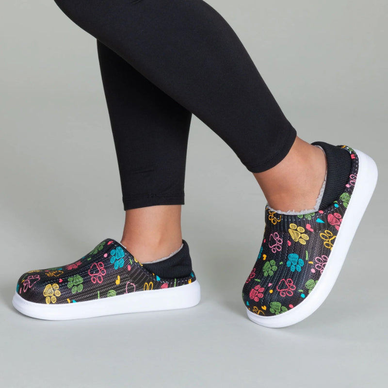 Floral Paw Print Slip On ClogsFloral Paw Print Slip On Clogs - Image 3