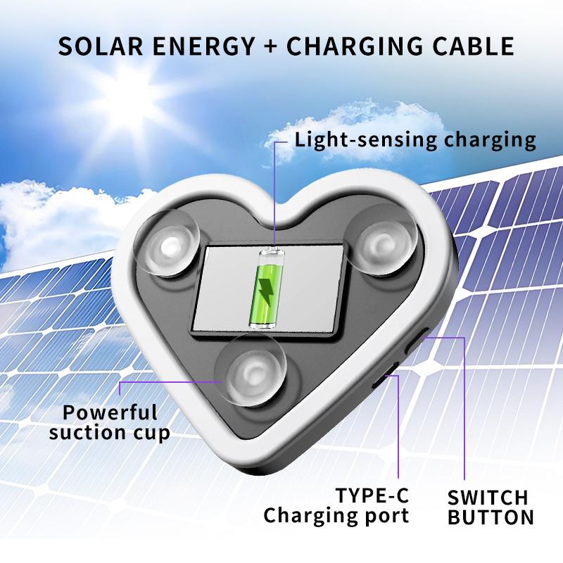 Joytutus Solar Powered LED Heart Shape C-Pillar Neon Light Eco-Friendly Wireless Car Interior Decor 9.57mm x 8.42mm x 15.36mm Modern Stylish Design