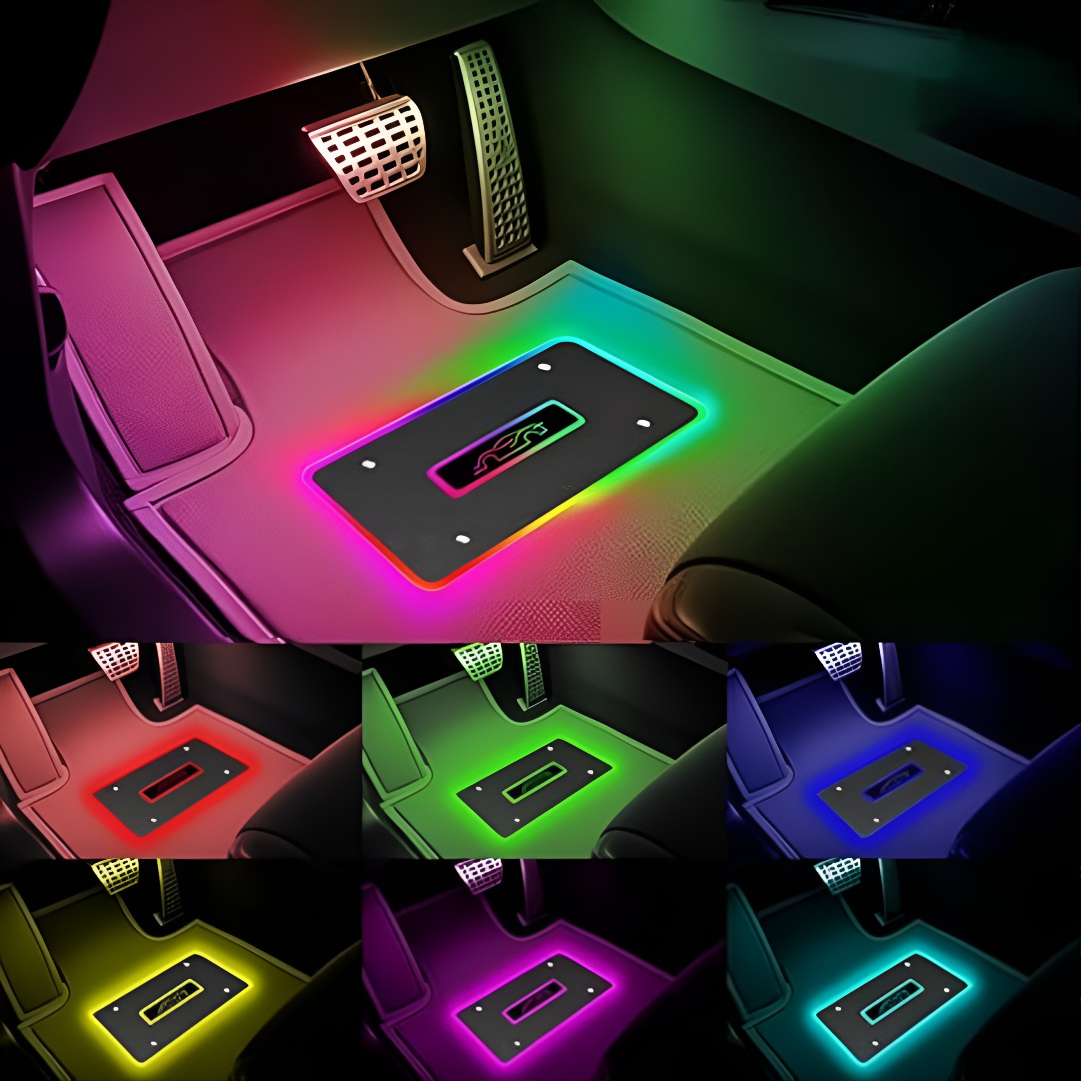 Pack of 4 Car LED Lights for Floor Mats