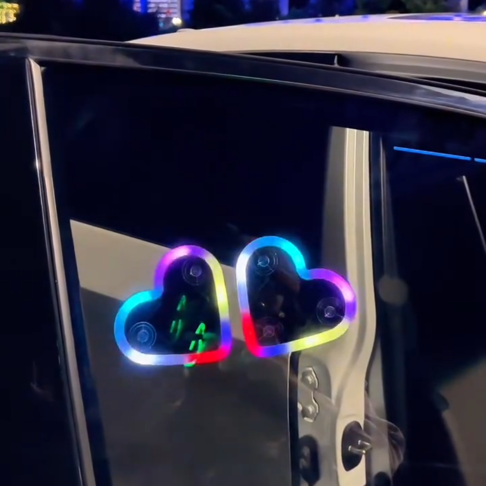 Solar Powered LED Heart Shape C-Pillar Neon Light Eco-Friendly Wireless Car Interior Decor